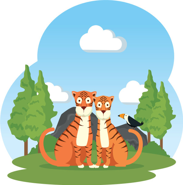 非洲虎夫妇在风景中图片下载