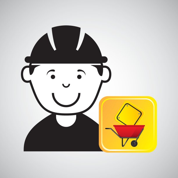 建筑工人手推车标志交通图片下载