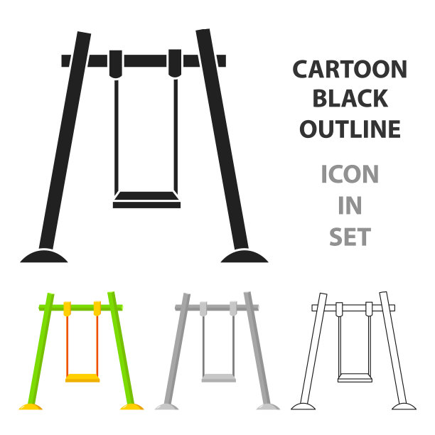 Swing图标在卡通风格孤立的白色图片下载