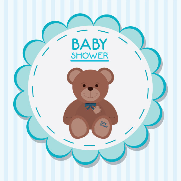 婴儿淋浴卡设计的泰迪熊图片下载