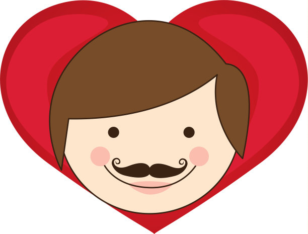 脸男人的发型与心的图标图片下载