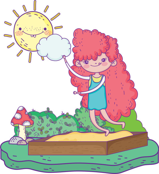 小女孩与太阳卡哇伊的角色图片下载