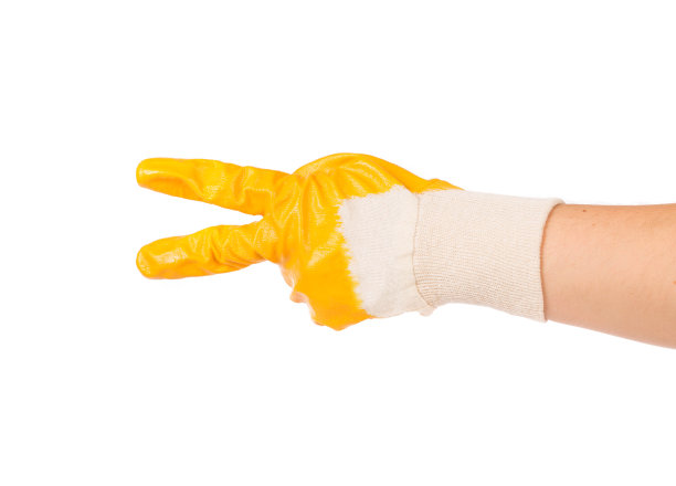 手在橡胶手套显示两。图片下载