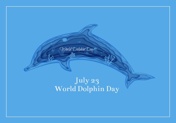 纸上剪出的海豚剪影。剪纸蝴蝶鱼，水母，翻车鱼，海龟。用鱼类、珊瑚礁、海底藻类、海浪制作海底洞穴。矢量世界海洋日概念。图片下载