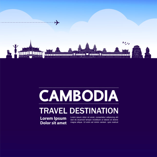 柬埔寨旅游目的地大矢量插图。图片下载