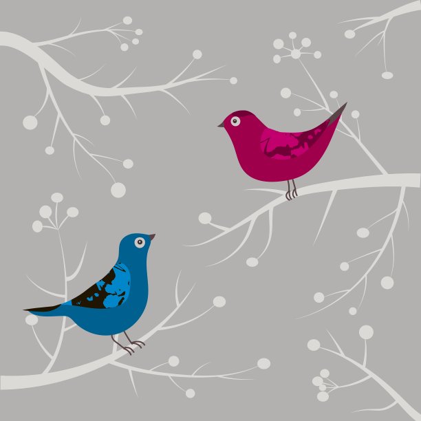 带鸟的冬季卡片图片下载