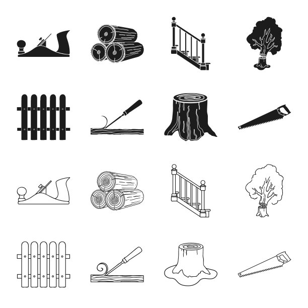 栅栏凿桩钢锯木材和木材图片下载