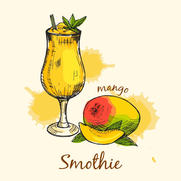 色彩缤纷的芒果奶昔，创意十足图片下载