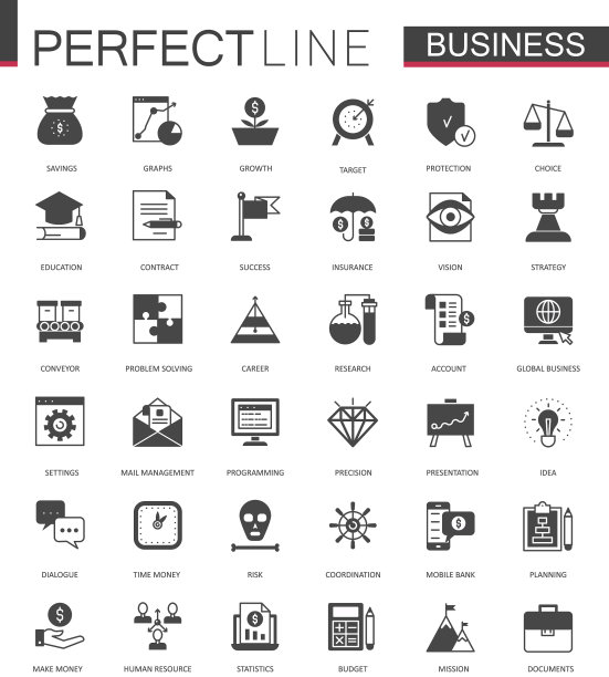 黑色经典商业和金融网站图标集图片下载