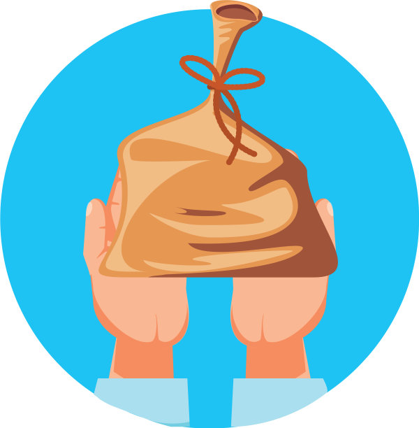 手与袋钱孤立图标图片下载