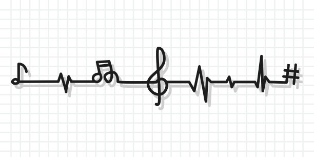 音乐的心跳线与音符。图片下载