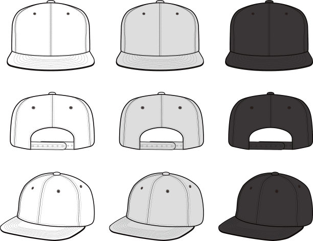 Snapback帽时尚扁平模型设计图片下载