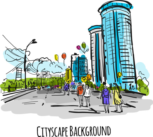 城市街道草图供你设计图片下载