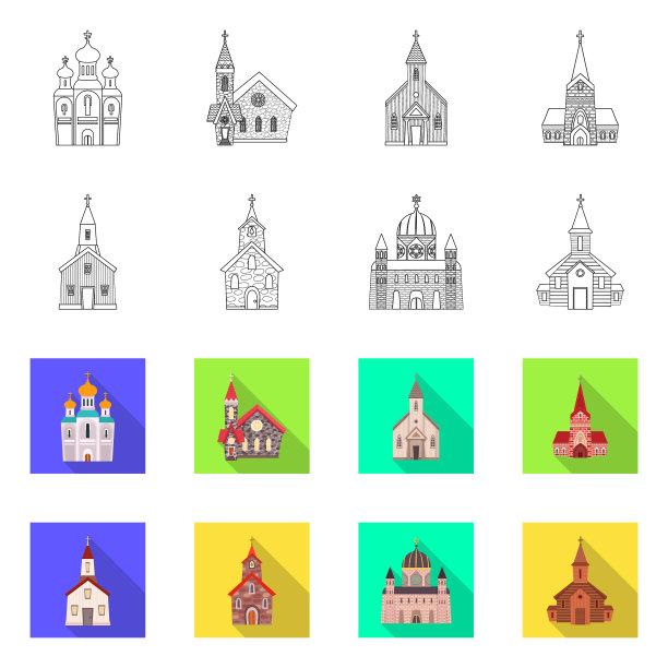 崇拜和寺庙图标设置图片下载