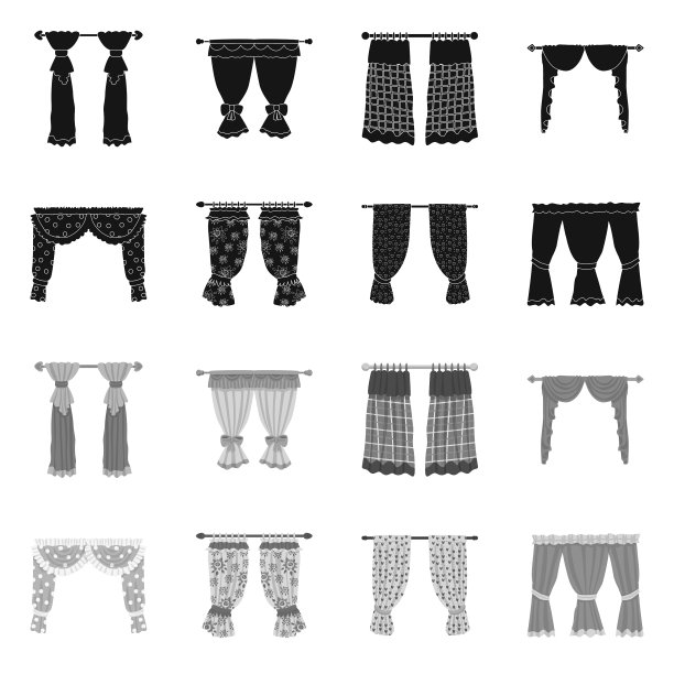 隔离对象窗帘和窗帘图标集图片下载