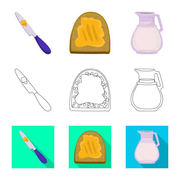 隔离对象奶油和产品图标集图片下载