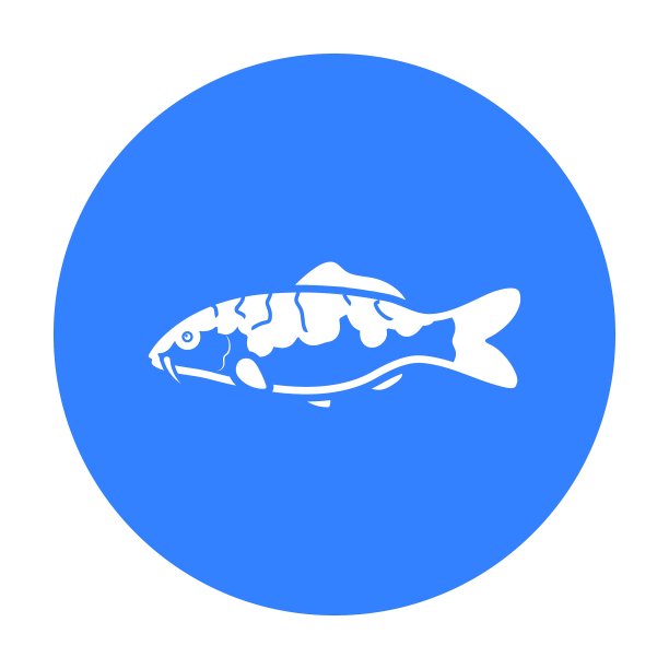 鲤鱼-锦鲤鱼图标黑色斑纹水族鱼图标图片下载