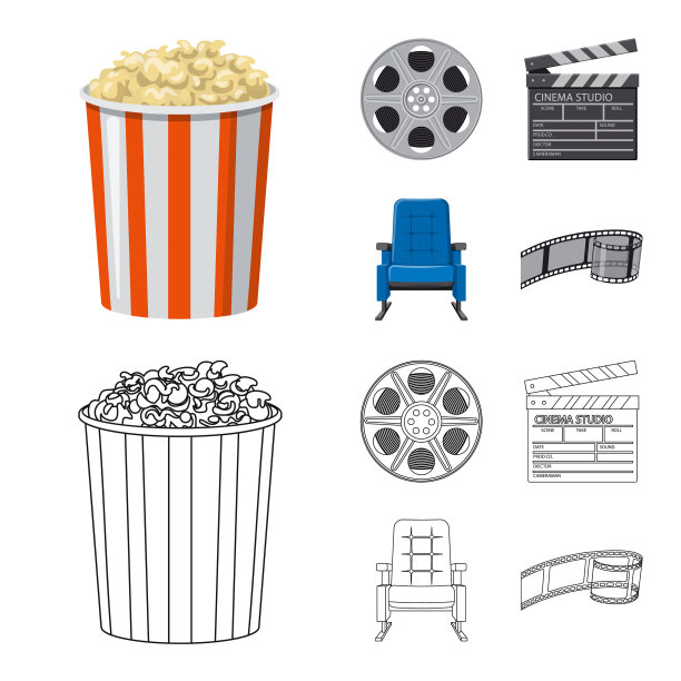 孤立的对象电视和拍摄图标图片下载