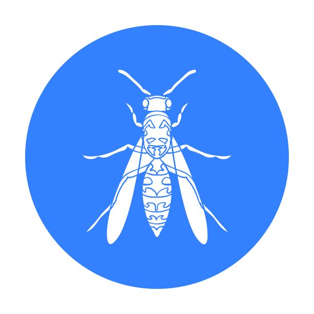 黄蜂图标在黑色风格孤立在白色图片下载