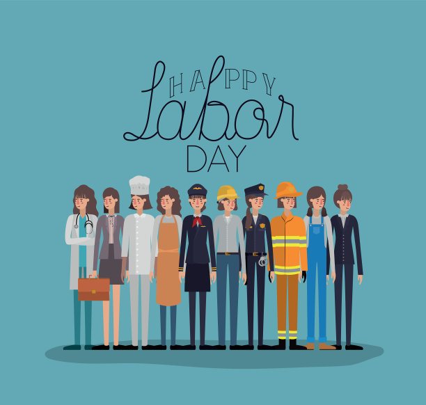 妇女节快乐卡片与女工人图片下载