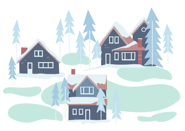 冬天下雪的房子和大自然图片下载