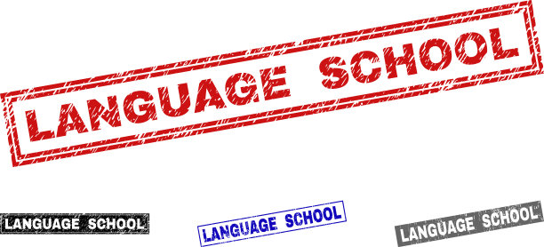 Grunge语言学校纹理矩形邮票图片下载
