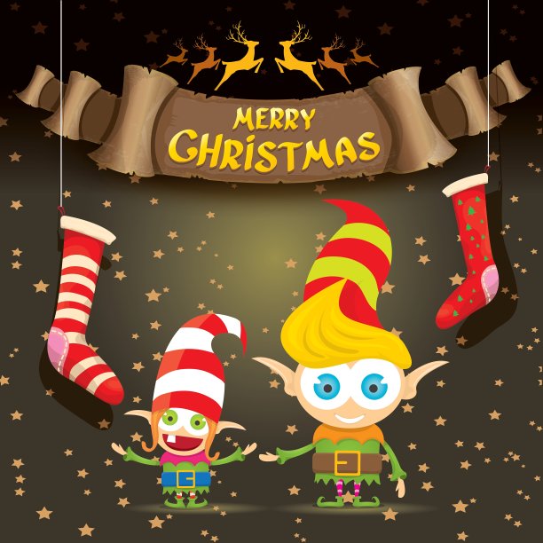 卡通可爱的圣诞小精灵图片下载