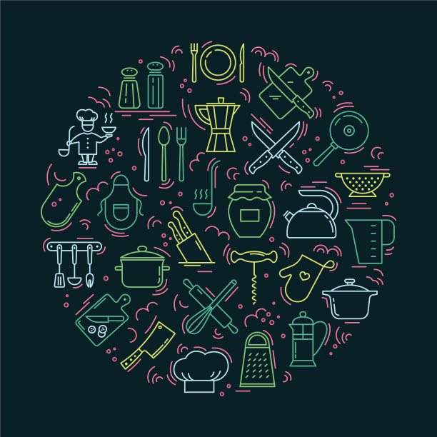 烹饪与爱圆形背景图标图片下载