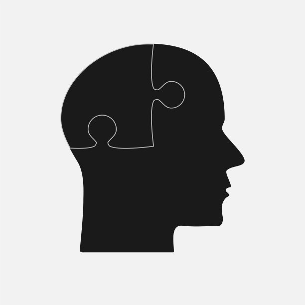 黑色拼图块的头-脑图片下载