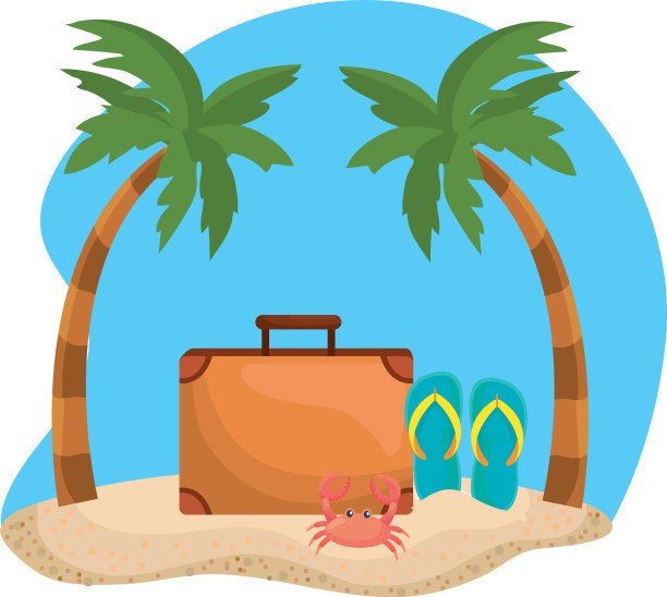 棕榈树和夏季图标集设计图片下载