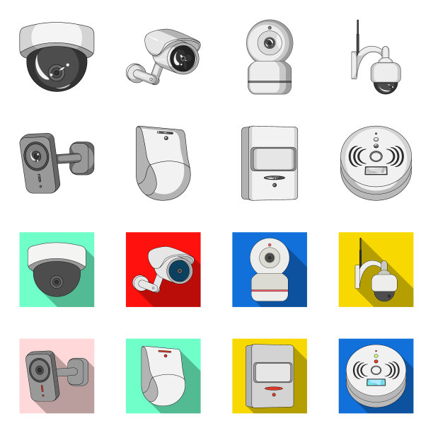 闭路电视和摄像机符号的孤立对象图片下载