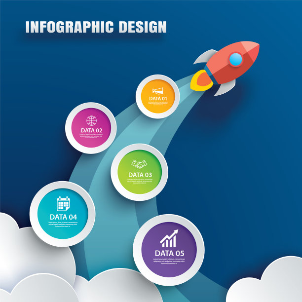 启动信息图与5圆数据模板图片下载