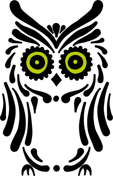 可爱的猫头鹰标志黑色剪影为您的设计图片下载