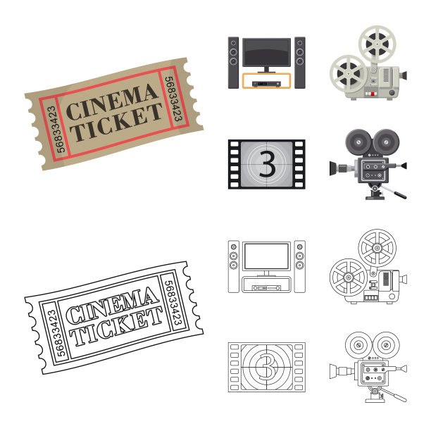 设计电视和电影标志集图片下载