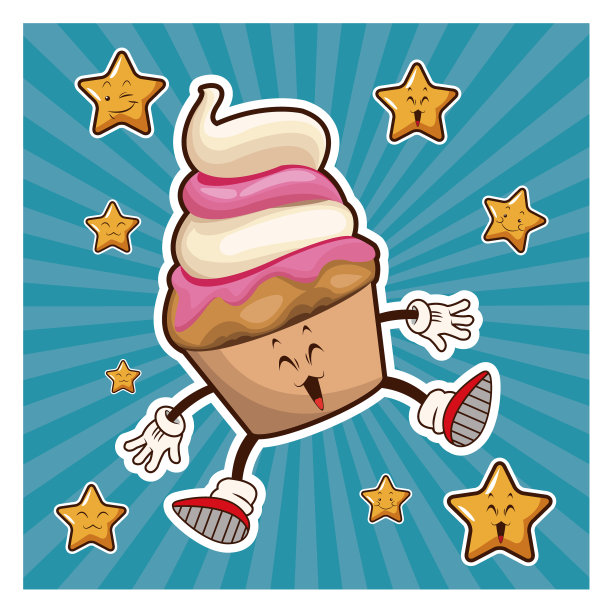 卡哇伊冰淇淋的滑稽角色图片下载