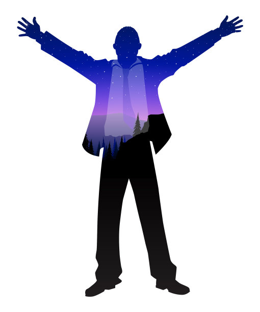 剪影商人张开双臂图片下载