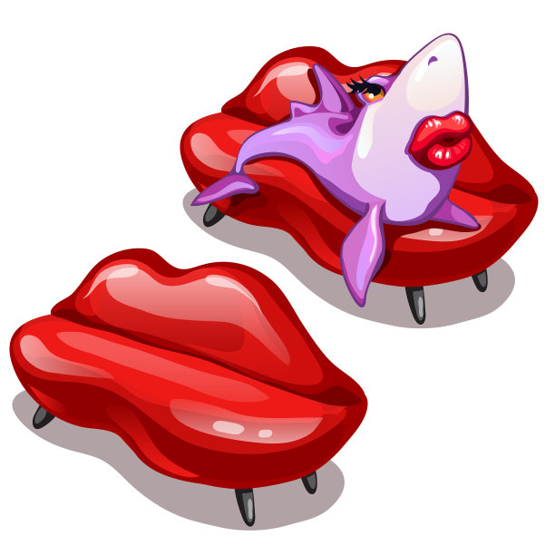 被迷住的鲨鱼躺在皮沙发上图片下载