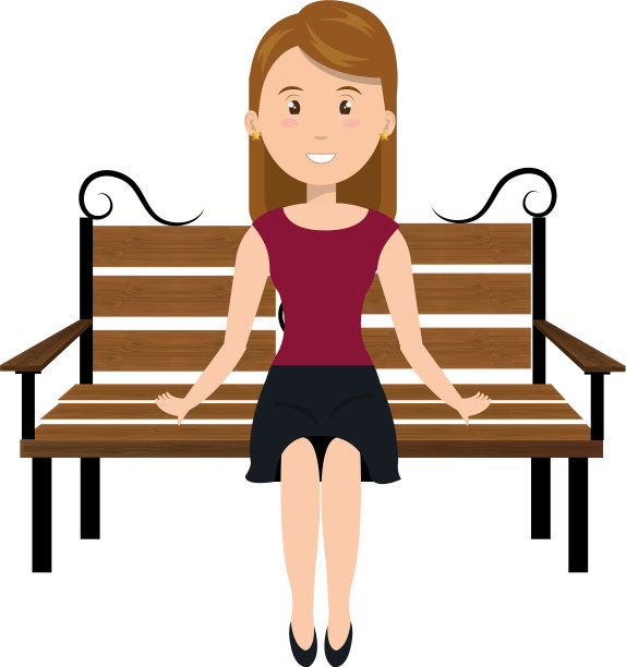 坐在公园椅子上的女人图片下载