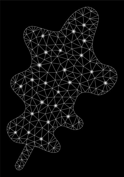 发光网格2d橡树叶与耀斑图片下载