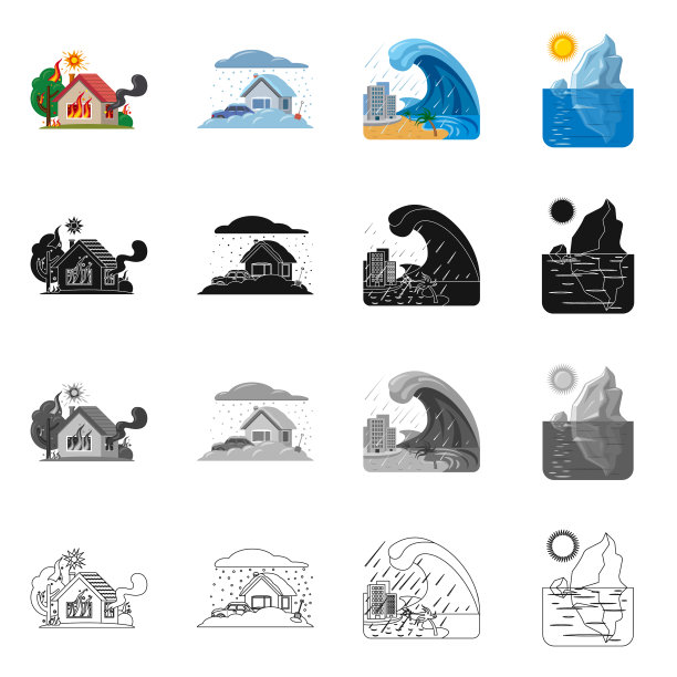 自然灾害标志集设计图片下载