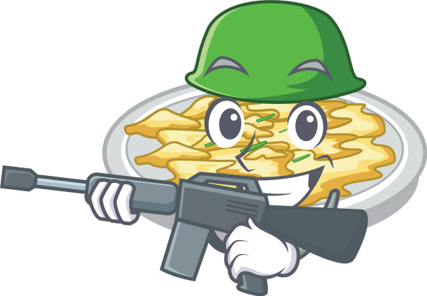 军炒蛋放在卡通盘上面图片下载