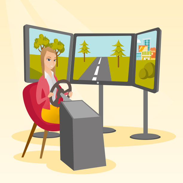 年轻女子玩电玩轮图片下载