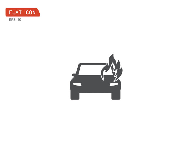 汽车失火车辆保险图标平象形图片下载