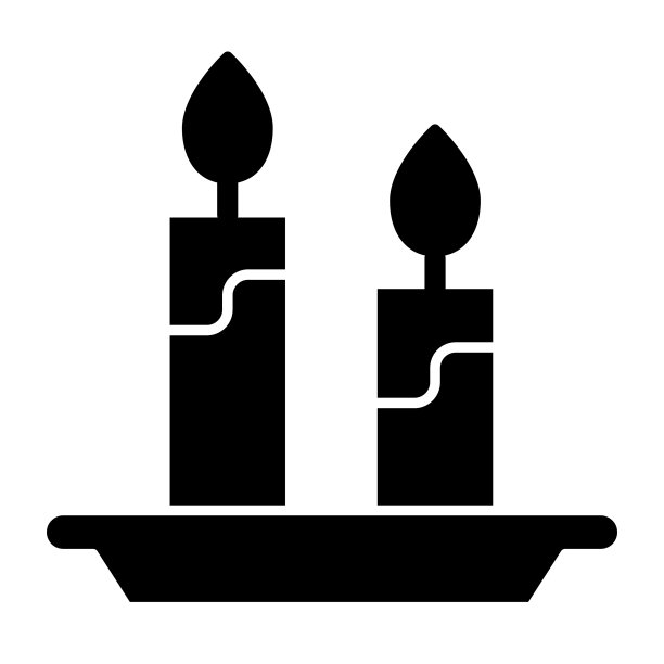 蜡烛和烛台的固体图标火焰图片下载