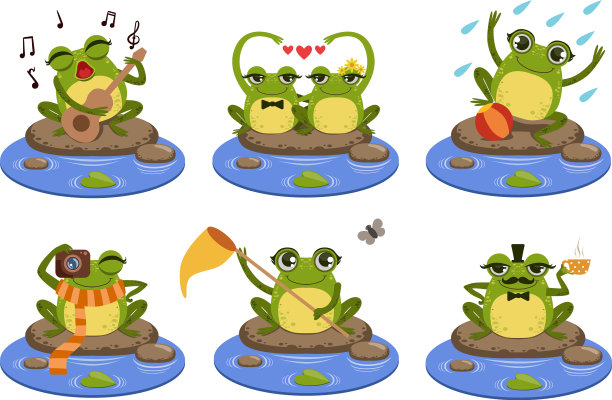 绿色有趣的青蛙角色设定可爱人性化图片下载