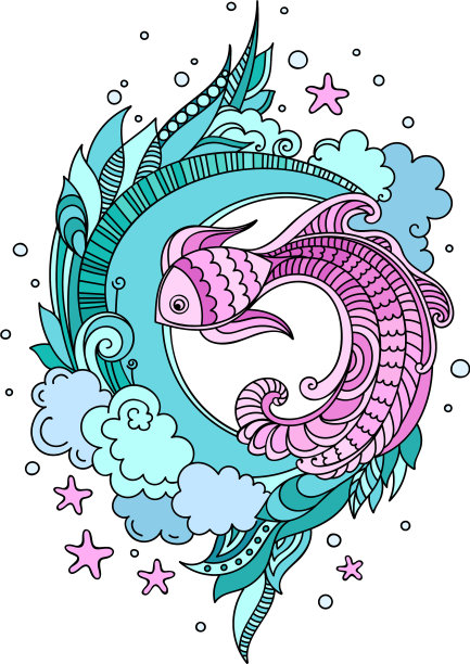 海草中鱼类的程式化组成图片下载