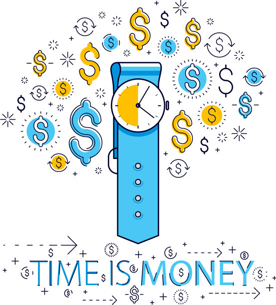 时间是金钱的概念，手表和美元的图标图片下载