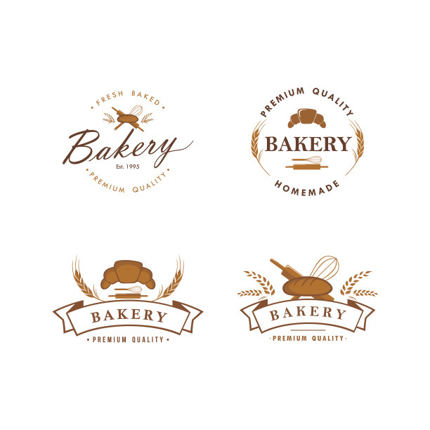 面包店和甜点标志标志模板集图片下载