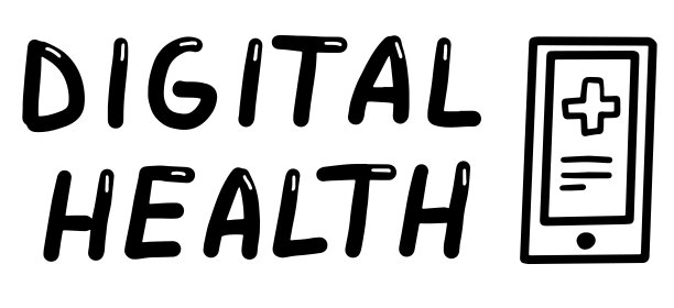 数字健康，医生在线，字体书法插画。矢量eps手写笔刷新潮的黑色孤立在白色背景上。图片下载