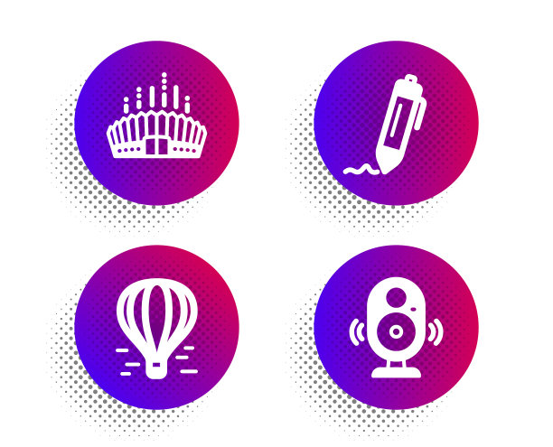 竞技场体育场气球和签名图标集图片下载